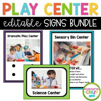 Preview of Center Signs Bundle for Play-based Centers in Pre-school and Pre-K
