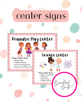 Preview of Center Signs - Includes Skills Learned