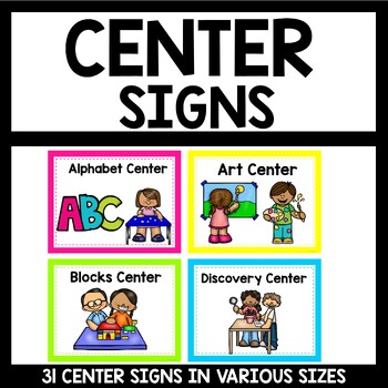 Center Signs and Cards Neon Bright by Teaching Superkids | TpT
