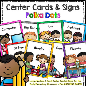 Preview of Programmable Center Signs and Cards - (Polka Dots)