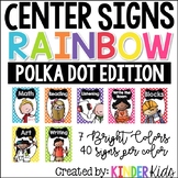 Center Signs for Kindergarten Polka Dots with Editable Stu