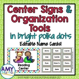 Center Signs with Editable Name Templates in Bright Polka Dots