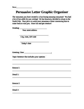 Preview of Centerfield Ballhawk persuasive letter graphic organizer