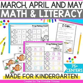 Preview of Spring and Summer Literacy and Math Centers for Kindergarten | Bundle #3