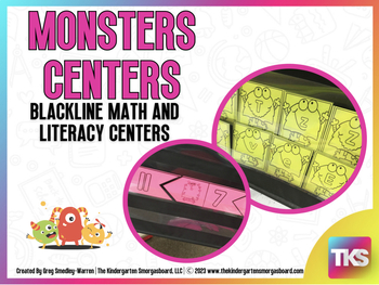 Preview of Monsters Blackline Math and Literacy Centers