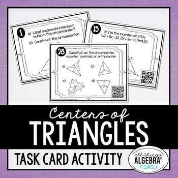 Preview of Centers of Triangles (Includes Constructions) | Task Cards