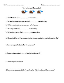 Preview of Centimeter Candy Measurement - Eureka Math Module 2 - 2nd Grade