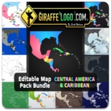 Central America & Caribbean Editable Maps for Google Slide
