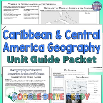 Preview of Central America & Caribbean Geography Unit Packet: Map, Worksheets, & Activities