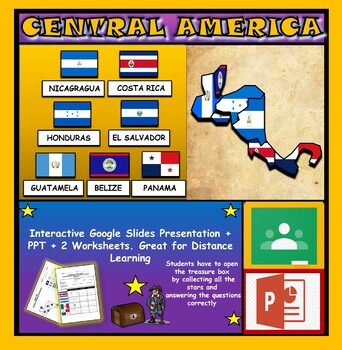 Preview of Central America Countries:Google Slides, Distance Learning + PPT + Worksheet