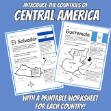 Central America Countries Printable Worksheets BUNDLE