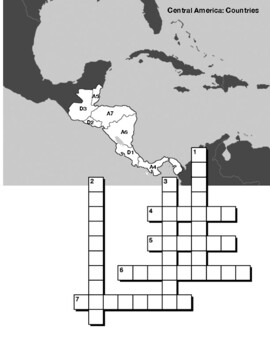 Central America: Countries crossword map for clues by Northeast Education