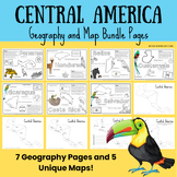 7 Central America Fact and Coloring Geography Pages with 5 Maps