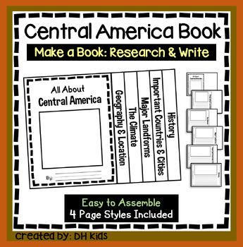 Preview of Central America Flip Book, Continent Report, Country Research Project, Writing