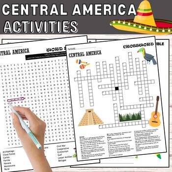 Preview of Central America Fun Worksheets,Puzzles,Wordsearch & Crosswords -Latin America