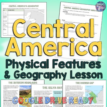 Preview of Central America Geography Activity: Physical Features & Regions