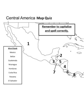 Preview of Central America Map Quiz