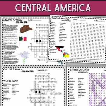 Preview of Central America,Puzzles,Wordsearch & Crosswords -Latin America