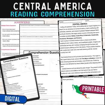 Preview of Central America Reading Comprehension Passage,Digital & Print