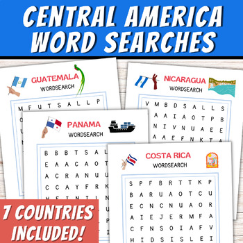 Preview of Central American Countries Word Search | Hispanic Heritage Month Activity