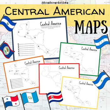 Preview of Central American Maps - Label Countries and Capitals of Central America