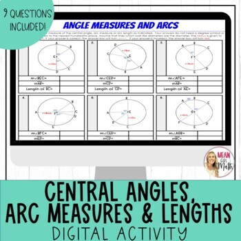 Preview of Central Angles, Arc Measures and Arc Length of Circles Digital Activity