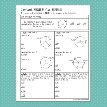 homework 2 central angles & arc measures answer key