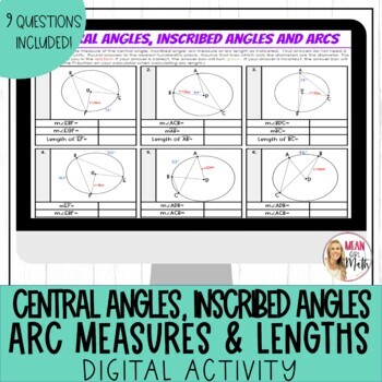 central angles and arc measures homework answer key