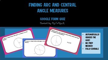 Preview of Central Angles and Arc Measure Google Form - Distant Learning Activity
