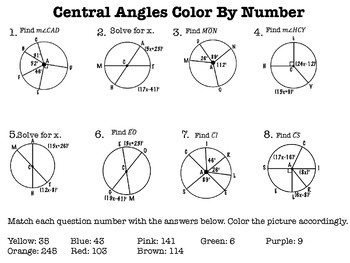 Worksheet Central Angles And Arcs Geometry Cp Answer Key Pdf