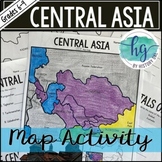 Central Asia Countries and Capitals Map Activity (Print an