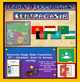 Preview of Central Asian Countries & Flags: Google Classroom + PPT+ Worksheet (DL)