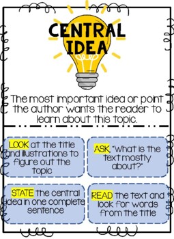 Preview of Central Idea Anchor Chart- Aligned with Benchmark Advance Unit 3 - 2nd Grade