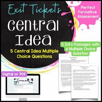 Preview of Central Idea Exit Tickets - Perfect for Middle School (RI.2)