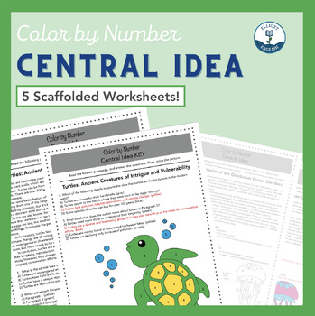 Preview of Central Idea Mastery: Color by Number Worksheets (Middle School Level)