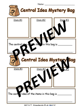 Preview of Central Idea Mystery Bag