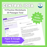 Central Idea Practice Worksheets for Middle School: Printa