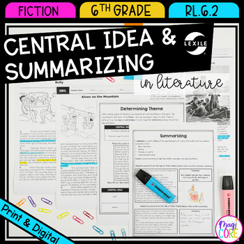 Preview of Central Idea & Summarizing in Literature - RL.6.2 - Reading Passages for RL6.2