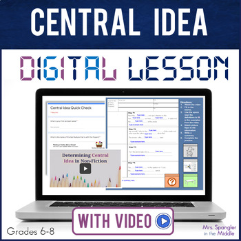 Preview of Central Idea Supporting Details DIGITAL Lesson- Guided Notes, Video, Quiz