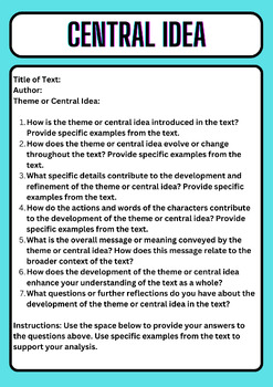 Preview of Central Idea Worksheet