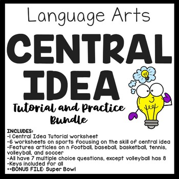 Preview of Central Idea Reading Comprehension Worksheet Bundle Main Idea