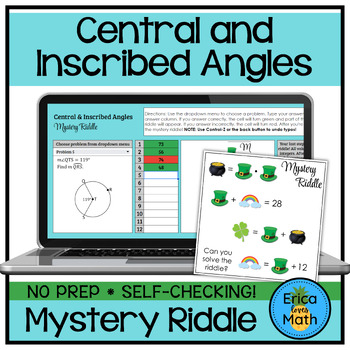 Preview of Central & Inscribed Angles in Circles Digital Mystery Riddle Activity