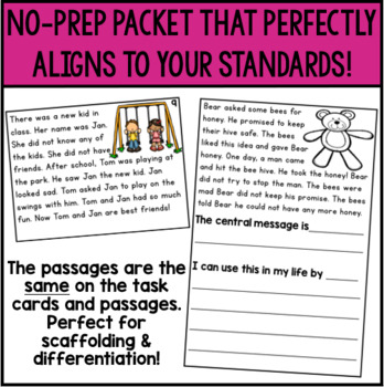 Central Message Passages & Task Cards by Mrs Cowmans Classroom | TpT