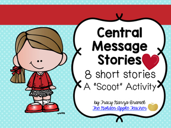 Preview of Central Message Scoot or Center Activity with 8 Short Stories RL.2.2