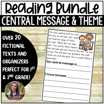 Preview of Central Theme and Central Messages Bundle: Passages, Organizers & Task Cards