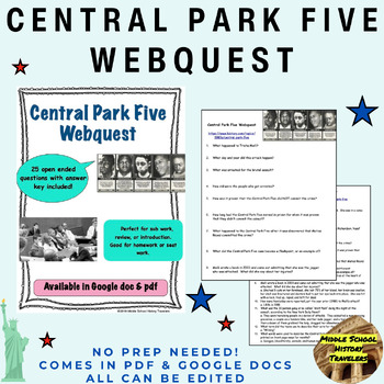 Preview of Central Park Five Webquest