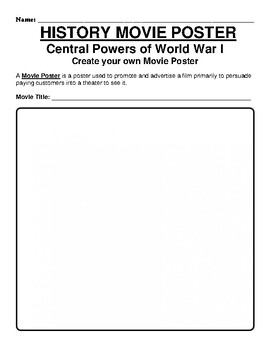 Preview of Central Powers of World War I "Movie Poster" WebQuest & Worksheet