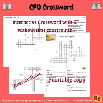 Preview of Central Processing Unit Interactive & Printable Crossword Puzzle