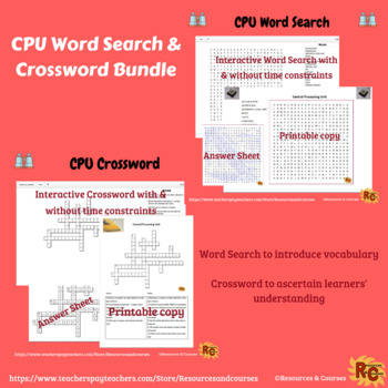 Preview of Central Processing Unit Interactive Word Search & Crossword Pair Pack
