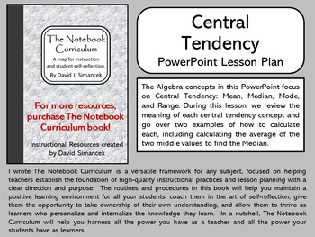 Preview of Central Tendency, Dot Plots, Box & Whisker Plots - The Notebook Curriculum